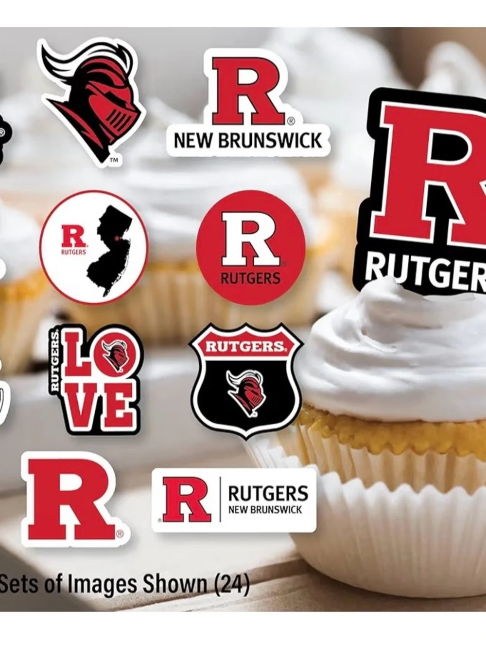 Rutgers Cupcake Toppers 24 Pc Graduation Birthday Football Party Supplies